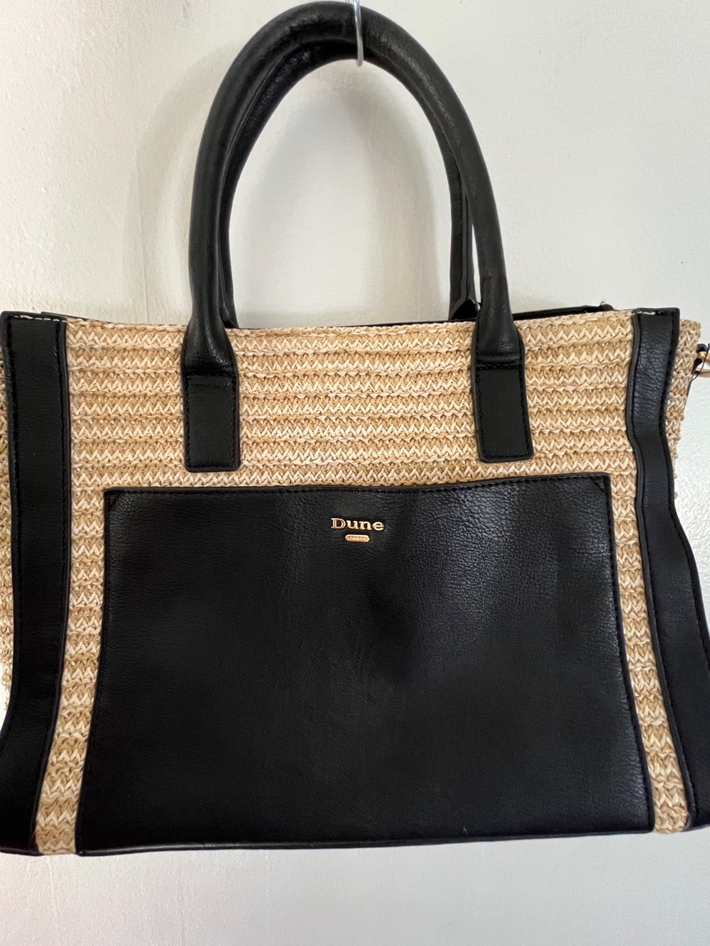 Dune London Black and Natural Woven Tote